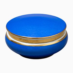 Blaue Porzellandose mit Deckel, 1890er