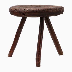 Rustic Wabi-Sabi Style Oak Tripod Stool, France, 1850s