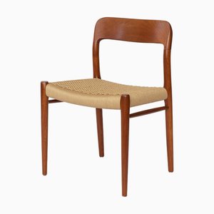 Sedia nr. 75 Mid-Century con sedile in Papercord di Niels Otto (NO) Møller per JL Møllers, Danimarca, anni '50