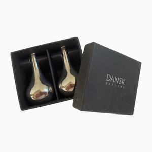 Dänische Zwiebel Kerzenhalter in Geschenkbox von Jens H. Quistgaard 1960er, 2er Set von Dansk Design, 2er Set