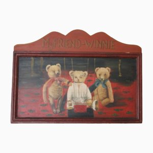 Wooden Teddy Bear Wall Panel, 1970s