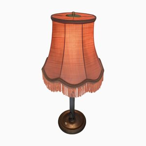 Vintage Table Lamp with Pink Fringe Shade, 1960s