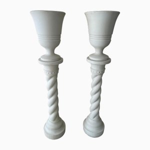 French Plaster Columns and Illuminated Basins by J.C Moreux, 1940s, Set of 2