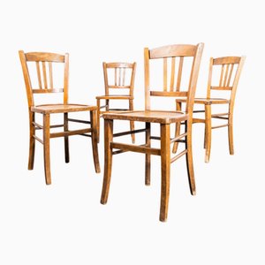 Sillas de comedor de granja francesas con asientos radiales con estampado, años 50. Juego de 4