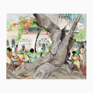 Ivy T. Attwell, Watching the World Go by, Africa, 1950s, Gouache Painting