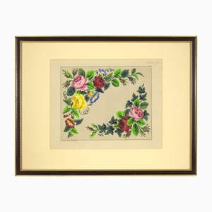 Floral Design for Berlin Woolwork, Mid-19th Century, Gouache