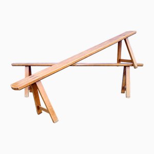 Antique French Cherry Wood Bench, 1800s