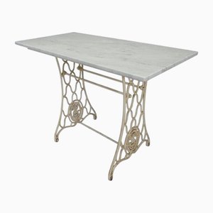 Marble Topped Garden Table on Cast Iron Frame