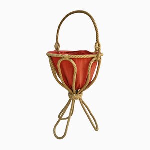 Cesto Mid-Century in corda di Audoux Minet, Francia, anni '50