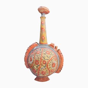 Painted Leather Wineskin Carafe, 1890s