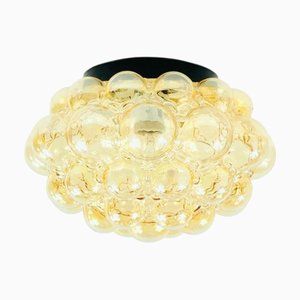 Large Mid-Century Modern Amber Bubble Glass Flush Mount by Helena Tynell for Limburg, Germany, 1970s