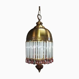 Vintage Lantern with Opal Crystal Pendants and Swarovski Crystal Drops, 1980