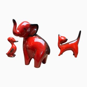 Elefanten-, Enten- und Katzenfiguren von Cortendorf, Deutschland, 1960er-1970er, 4er Set