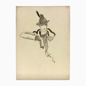 John Guida, Figur, Zeichnung auf Papier, 1924