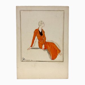 John Guida, Figur, Zeichnung auf Papier, 1933