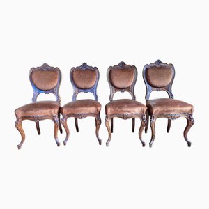 Antique Rococo Revival Chairs, 1800s, Set of 4