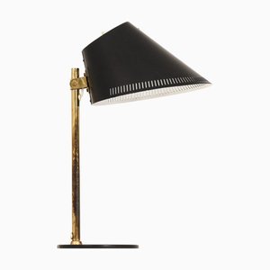 Table Lamp in Brass and Black Lacquered Metal attributed to Paavo Tynell, 1950s