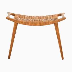 Hocker aus Eiche & Geflochtenem Rohr, Hans Wegner zugeschrieben, 1954