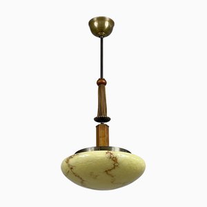 Lampada a sospensione Art Déco in vetro opalino marmorizzato, Germania, anni '30