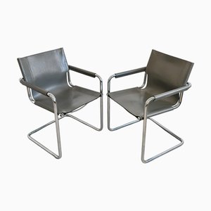 Sedie da visita Bauhaus in pelle di Mart Stam per Matteo Grassi, anni '70