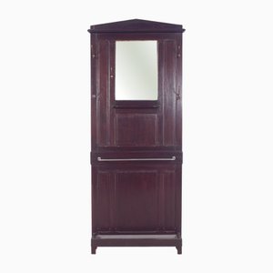 Attaccapanni vintage in legno con specchio, anni '20