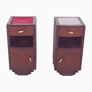Vintage Portuguese Deco-Style Bedside Tables, 1920, Set of 2