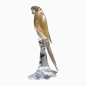 Murano Glass Parrot Sculpture with Gold Leaf by Gambaro E Poggi, 1970s