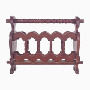 Antique Rustic Oak Magazine Rack, 1890s
