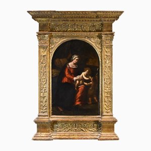 Ippolito Scarsella, Sainte Famille avec Saint Jean, 1600, Huile sur Panneau, Encadrée