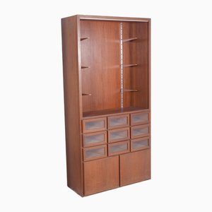 Portuguese Shelves with Doors and Glazed Drawers, 1950s, Set of 2