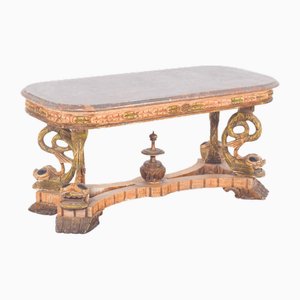 Rectangular Coffee Table with Marble Top, 1920s