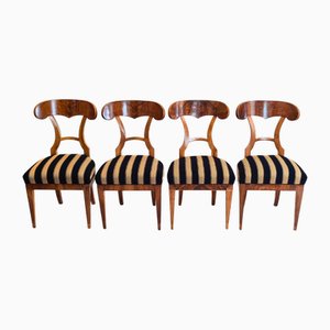Sedie Biedermeier in noce, XIX secolo, set di 4