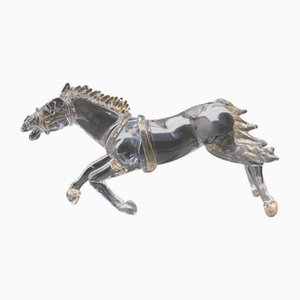 Mid-Century Italian Murano Glass Horse Sculpture with Gold Leaf by Arnaldo Zanella, 1970s