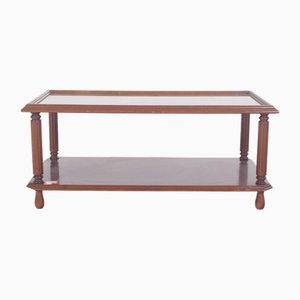Portuguese Rectangular Coffee Table with Glass Top, 1980s