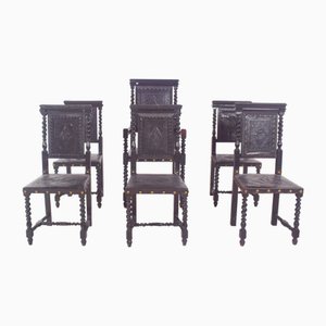 Esszimmerstühle aus Leder, 1920er, 6 . Set