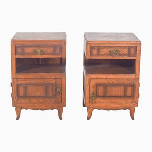 Mid-Century Portuguese Oak Bedside Tables, 1980s, Set of 2