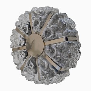 Mid-Century Modern Chrome and Glass Wall Light or Flush Mount from Glashütte Limburg, 1960s