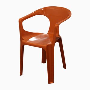 Orangefarbener Space Age Plastikstuhl von Henri Massonet, Frankreich, 1970er