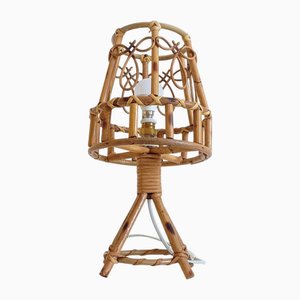 Lampe de Bureau Mid-Century en Bambou en Rotin dans le style de Louis Sognot, 1960s