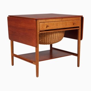 Teak Nähtisch Modell at-33, Hans J. Wegner zugeschrieben für Andreas Tuck, Dänemark, 1960er