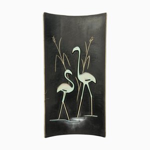 Mid-Century Keramik Wandskulptur Flamingo, 1970er