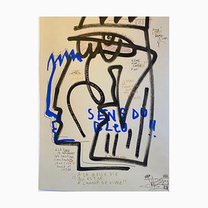 Jazzu, Sense of Blue, 2025, Techniques mixtes sur Papier