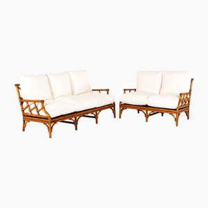 English Bamboo Sofas, Set of 2