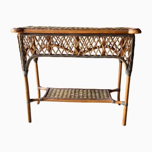 Vintage Wicker 2 Tier Console Table