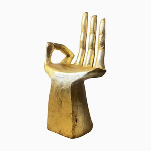 Italian Golden Wood Hand Chair in the style of Pedro Friedeberg, 1970s