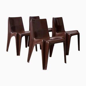 Braune Mid-Century Stühle von Vico Magistretti für Artemide, 1969, 4er Set