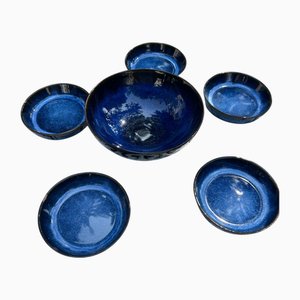 Set di scodelle vintage blu cobalto, Giappone, anni '70, set di 6