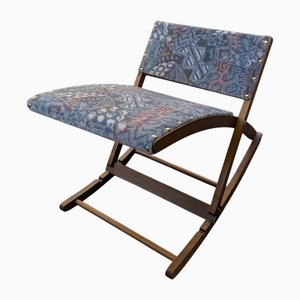 Ottomana vintage regolabile in altezza con rivestimento in tessuto a motivi geometrici, anni '80