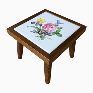 Mini mesa floral vintage con motivo de azulejos, años 60