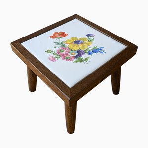 Mini mesa floral vintage con motivo de azulejos, años 60